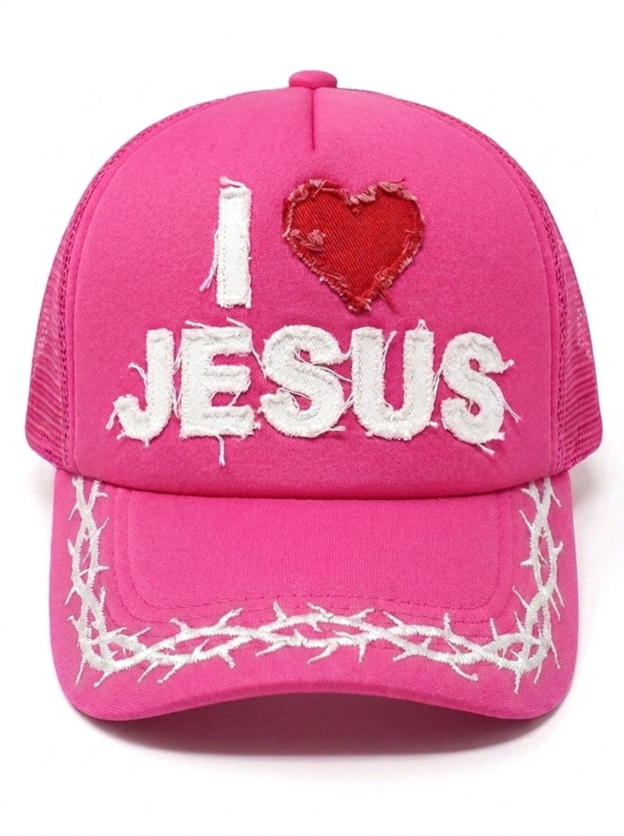 Pink Crowned Saints I Love Jesus hat