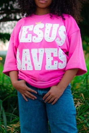 Pink Savior Jeweled Tee - Crowned Saints