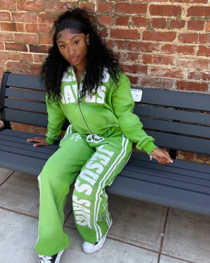Green Jesus Saves Zip Up Hoodie - Crowned Saints
