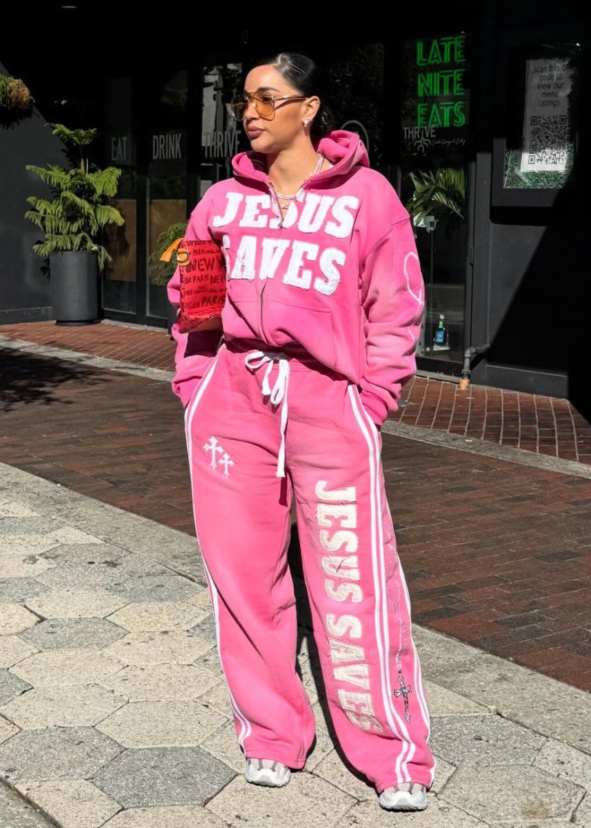 Pink Jesus Saves Zip Up Hoodie - Crowned Saints