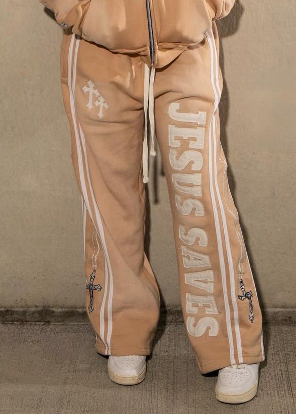Cream Jesus Saves Sweatpants - Crowned Saints