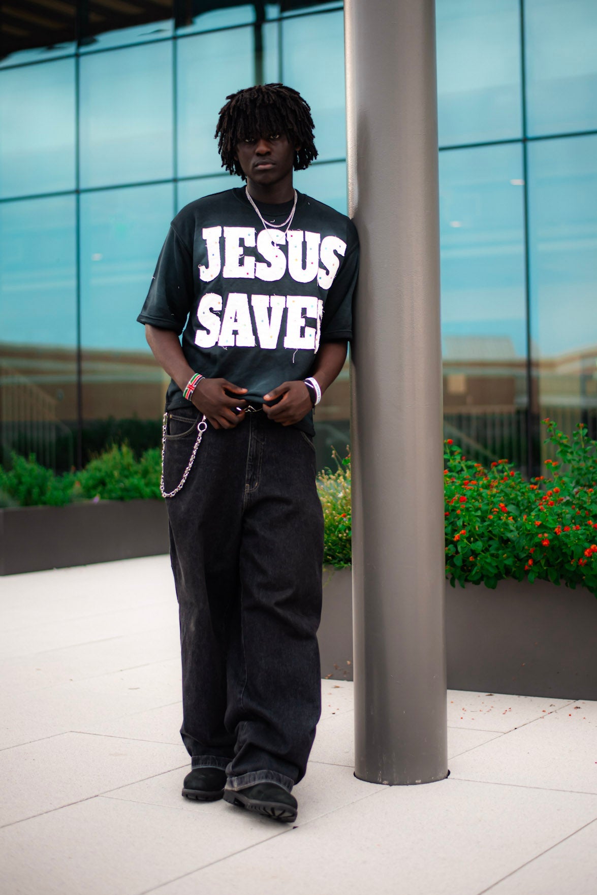 "Black" Savior Jeweled Tee