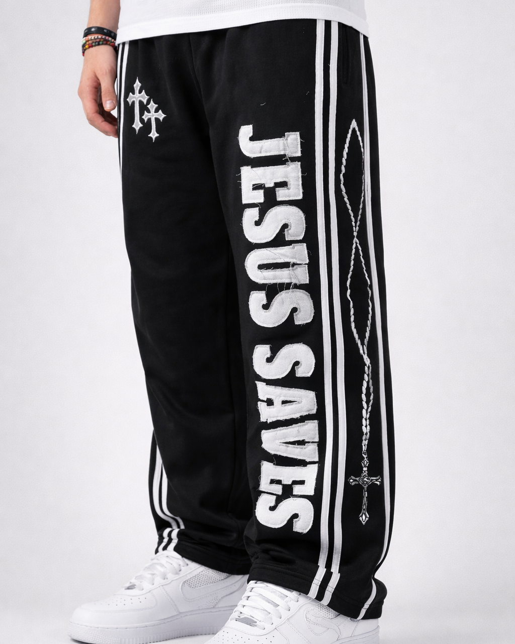 "Ash Black" Jesus Saves Sweatpants