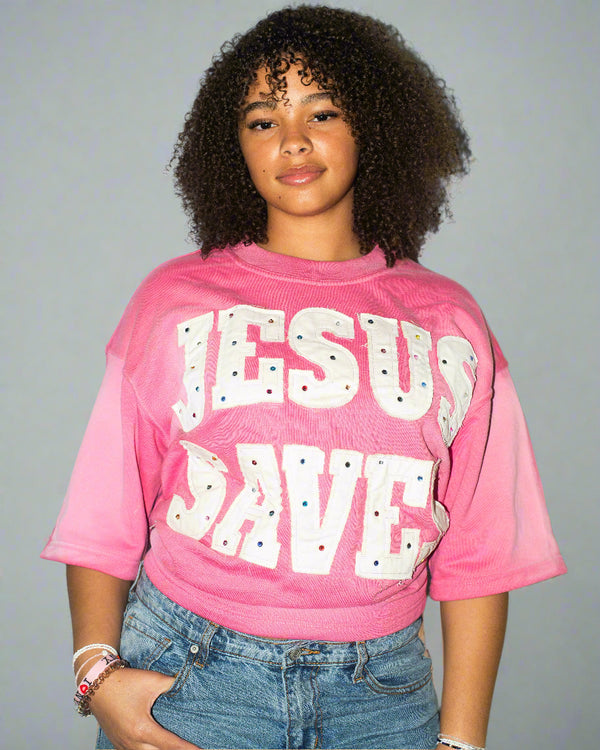 "Pink" Savior Jeweled Tee