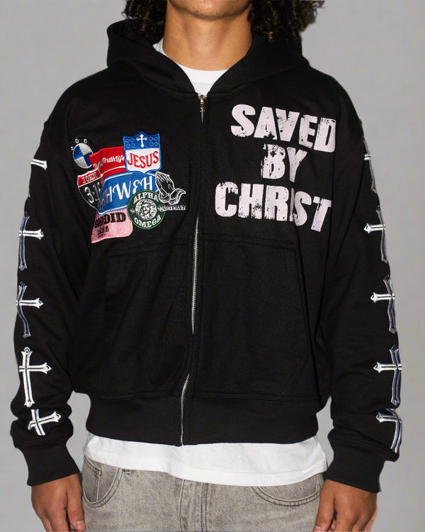 "Black" Savior Zip Up Hoodie
