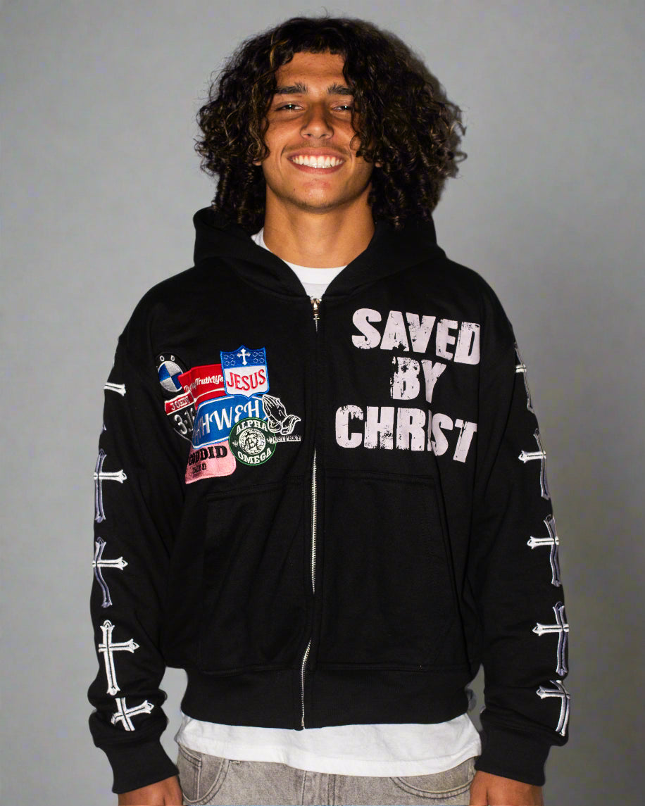 "Black" Savior Zip Up Hoodie
