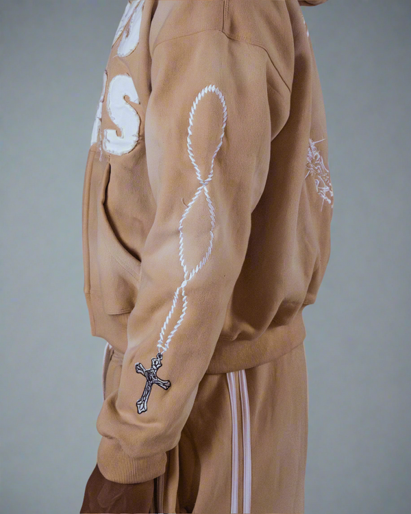 "Desert Cream" Jesus Saves Zip Up Hoodie