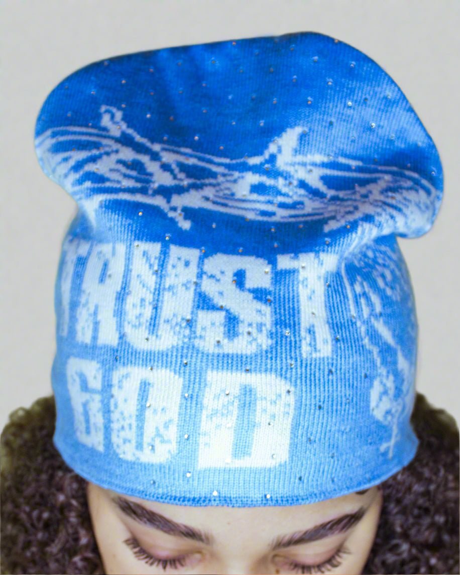 "Azure Blue" Trust God Silk Lined Crown Beanie - Crowned Saints