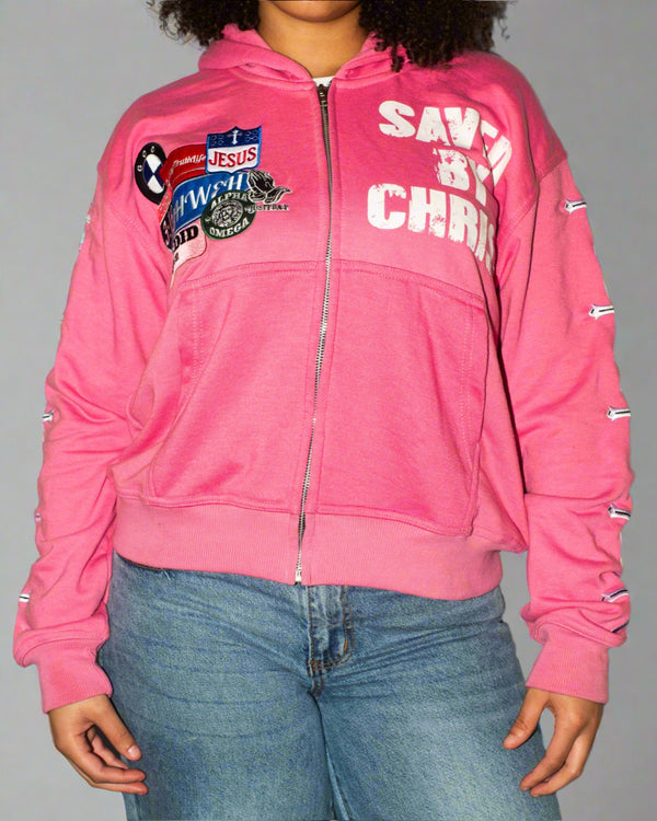 "Pink" Savior Zip Up Hoodie