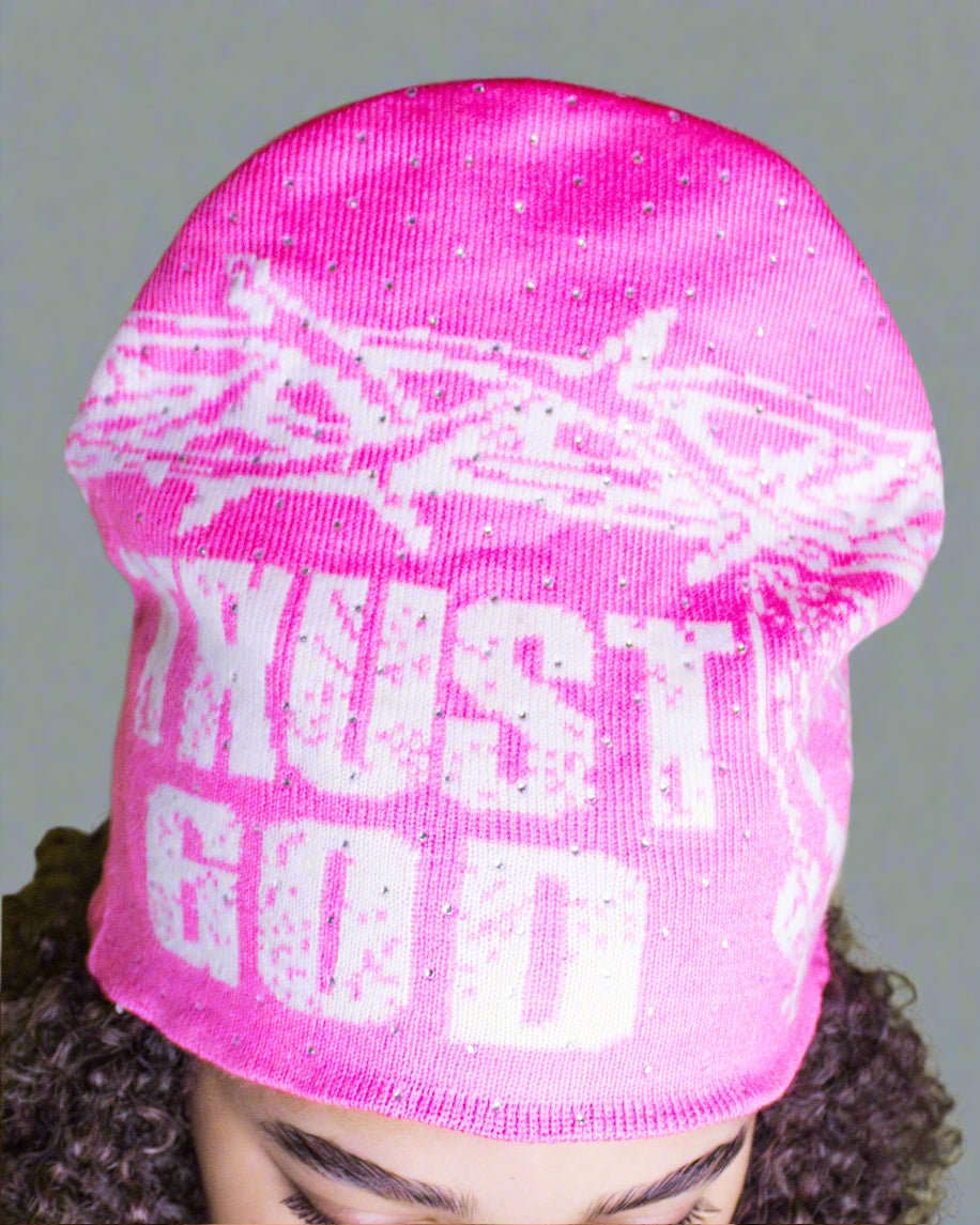 "Luminous Pink" Trust God Silk Lined Crown Beanie - Crowned Saints
