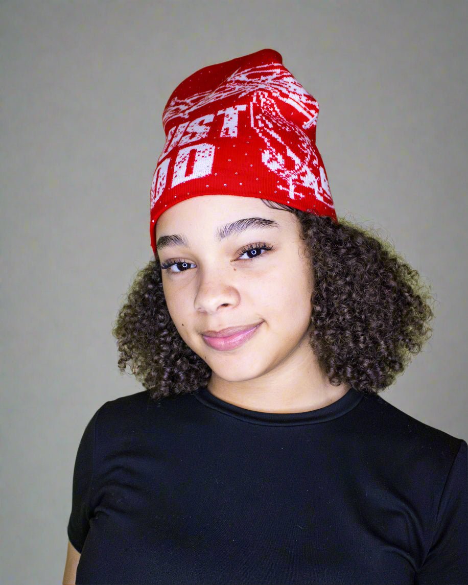 "Crimson Red" Trust God Silk Lined Crown Beanie - Crowned Saints