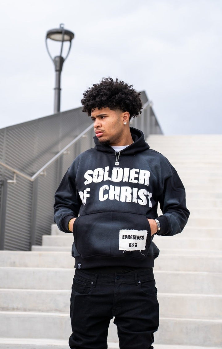 Black Soldier Hoodie - Crowned Saints
