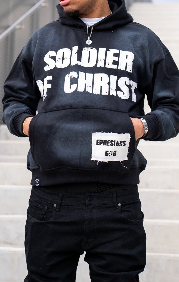 Black Soldier Hoodie - Crowned Saints