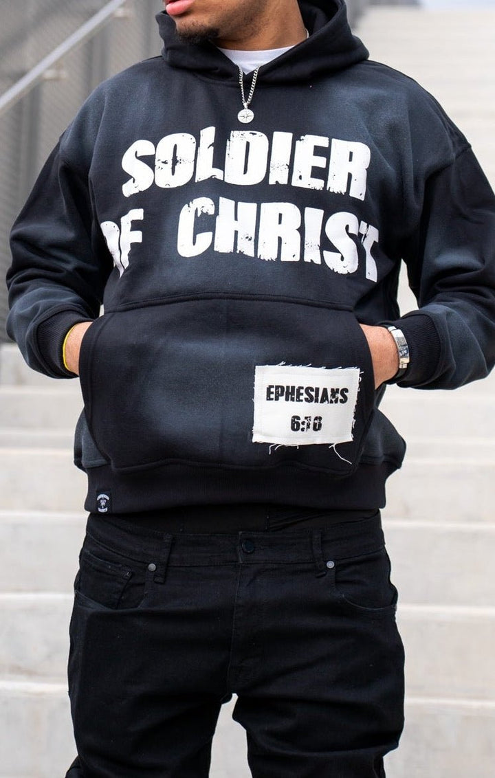 Black Soldier Hoodie - Crowned Saints