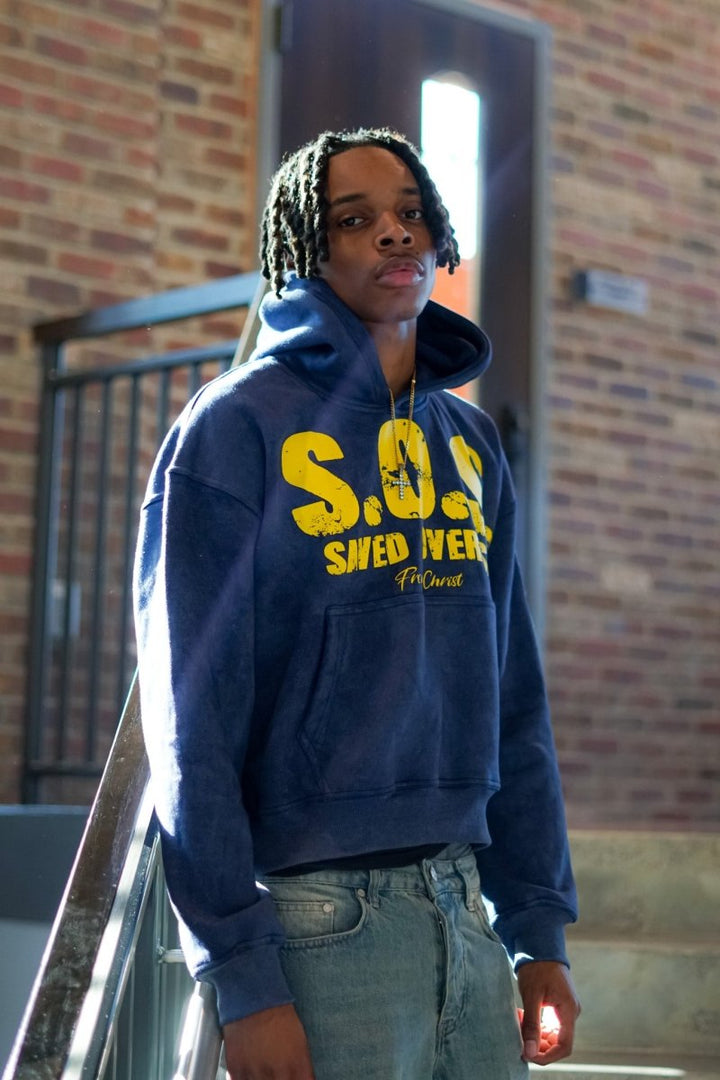 "Blue" S.O.S. Hoodie - Crowned Saints