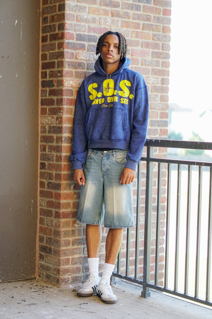 "Blue" S.O.S. Hoodie - Crowned Saints