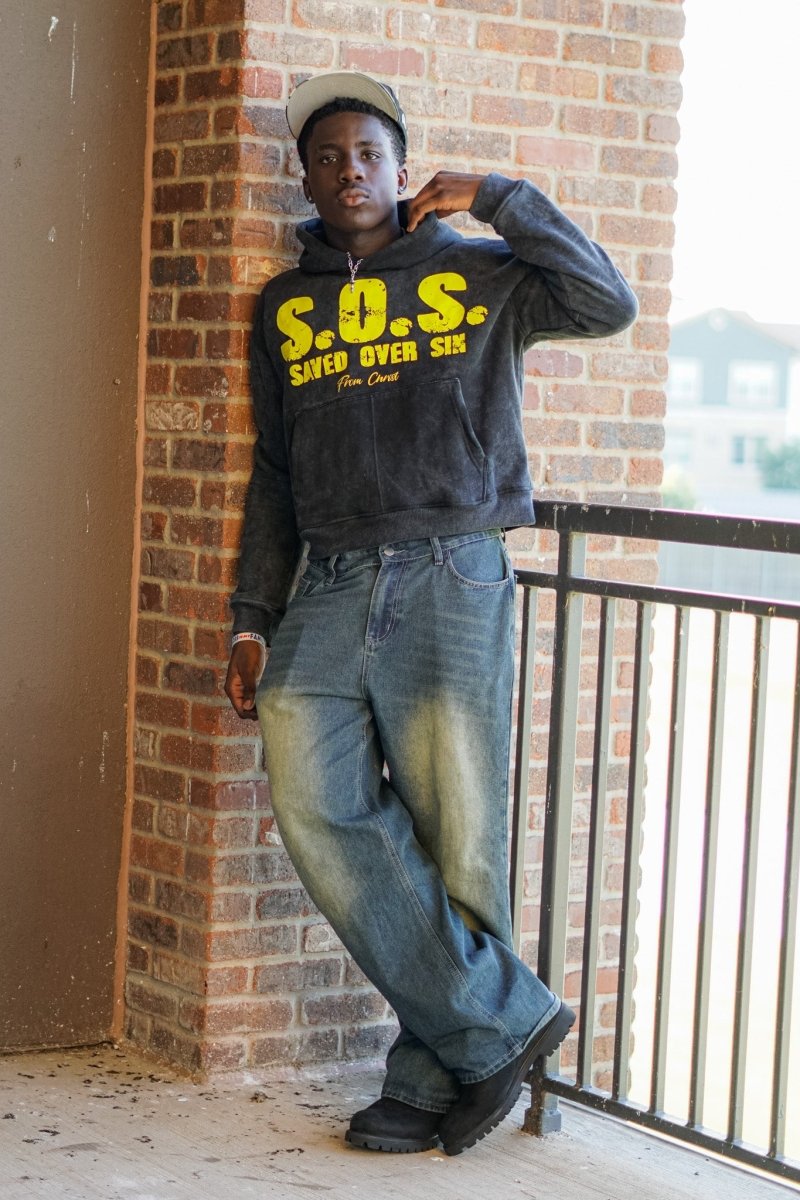 "Black" S.O.S. Hoodie - Crowned Saints