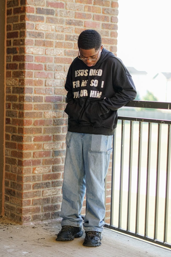 Black Reversed Sacrifice Hoodie - Crowned Saints