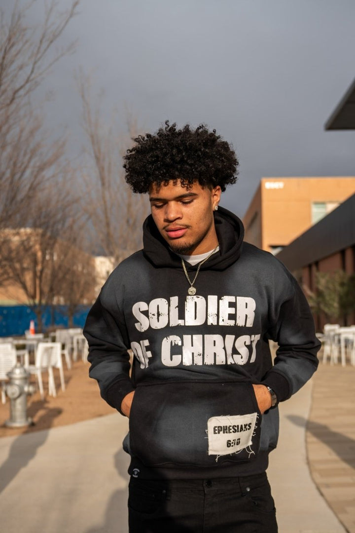 Black Soldier Hoodie - Crowned Saints