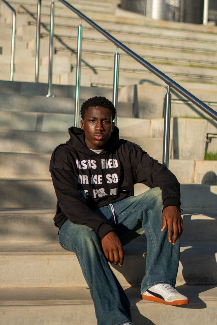Black Reversed Sacrifice Hoodie - Crowned Saints
