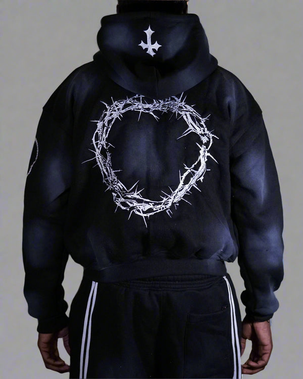 "ASH BLACK" Jesus Saves Zip Up Hoodie