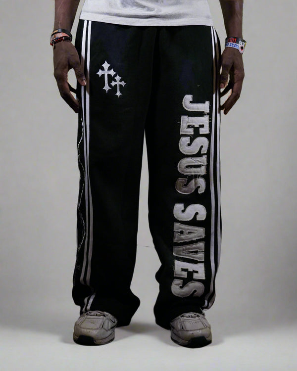 "Ash Black" Jesus Saves Sweatpants