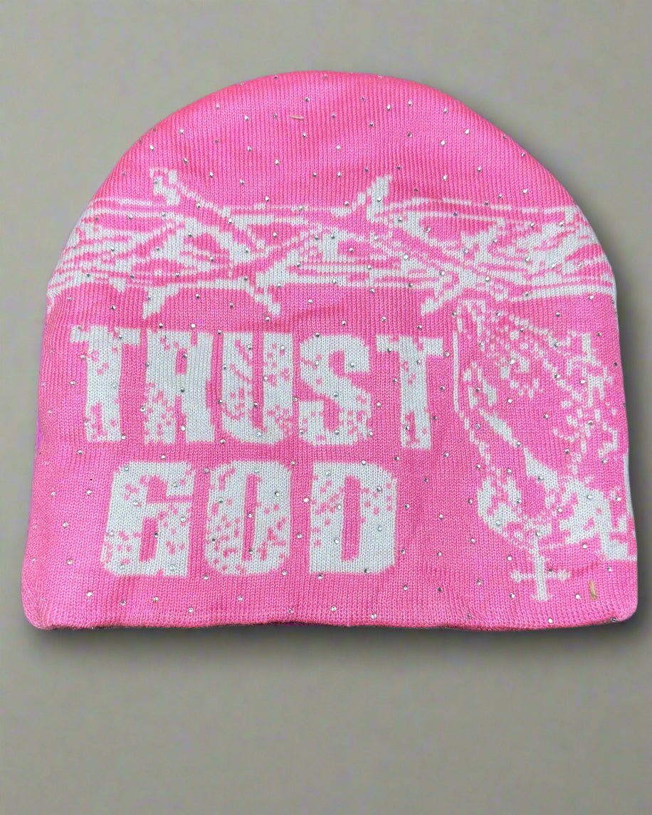 "Luminous Pink" Trust God Silk Lined Crown Beanie - Crowned Saints