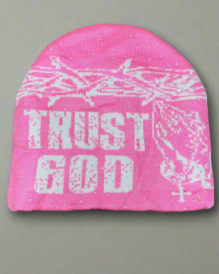 "Luminous Pink" Trust God Silk Lined Crown Beanie - Crowned Saints