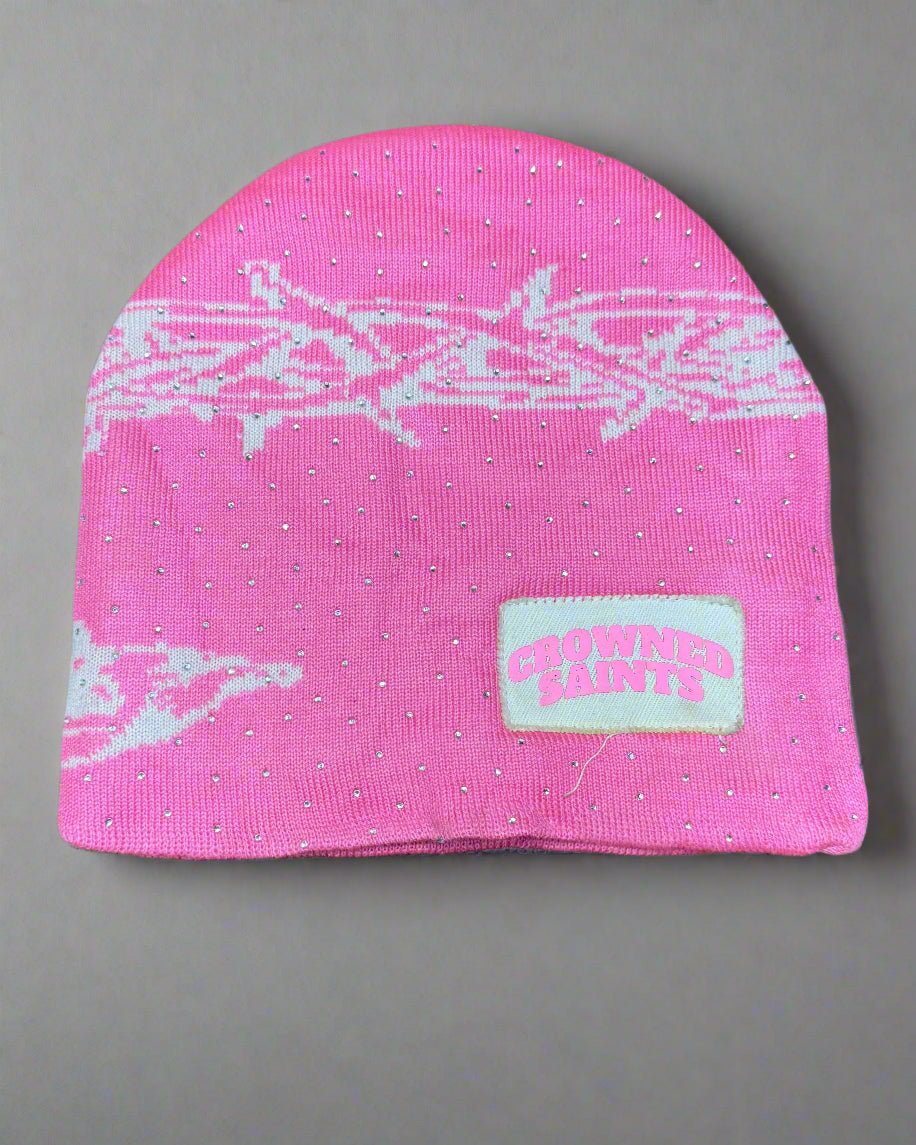 "Luminous Pink" Trust God Silk Lined Crown Beanie - Crowned Saints