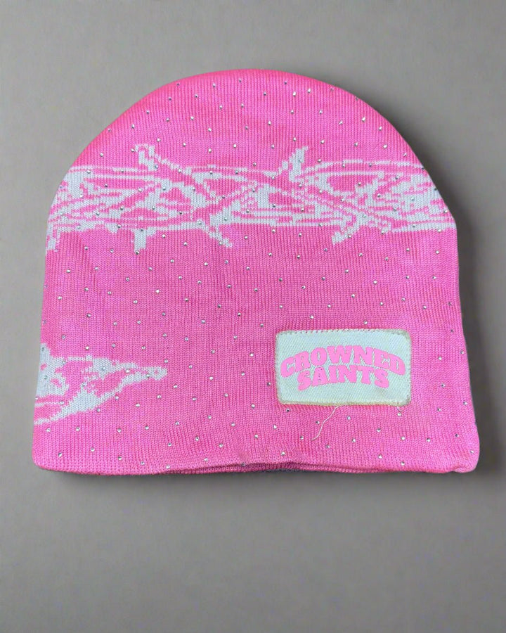 "Luminous Pink" Trust God Silk Lined Crown Beanie - Crowned Saints