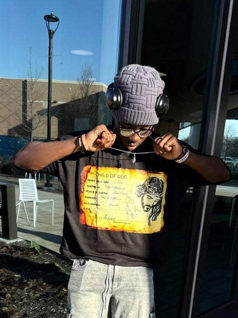 Midnight Black Identity Boxy Tee - Crowned Saints