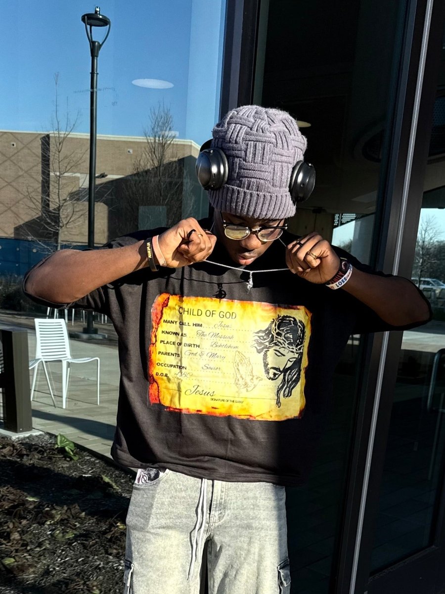 Midnight Black Identity Boxy Tee - Crowned Saints