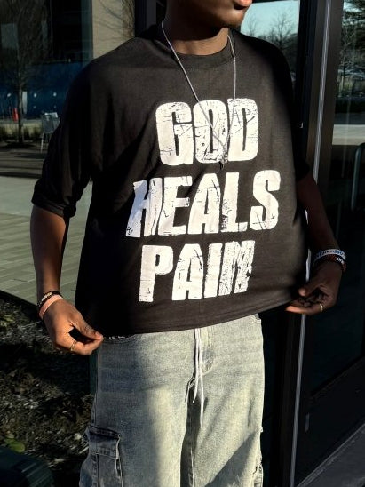 Black Healed Boxy Tee - Crowned Saints
