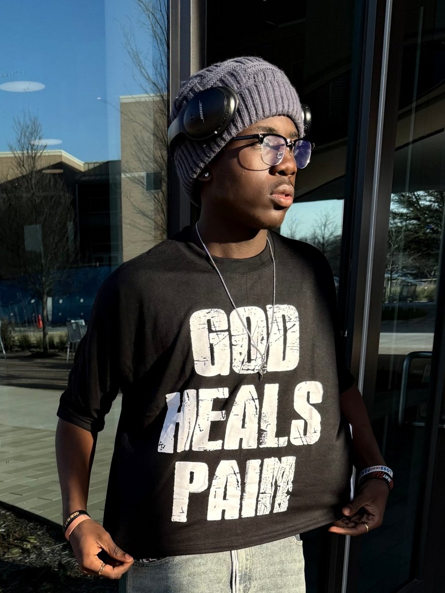 Black Healed Boxy Tee - Crowned Saints