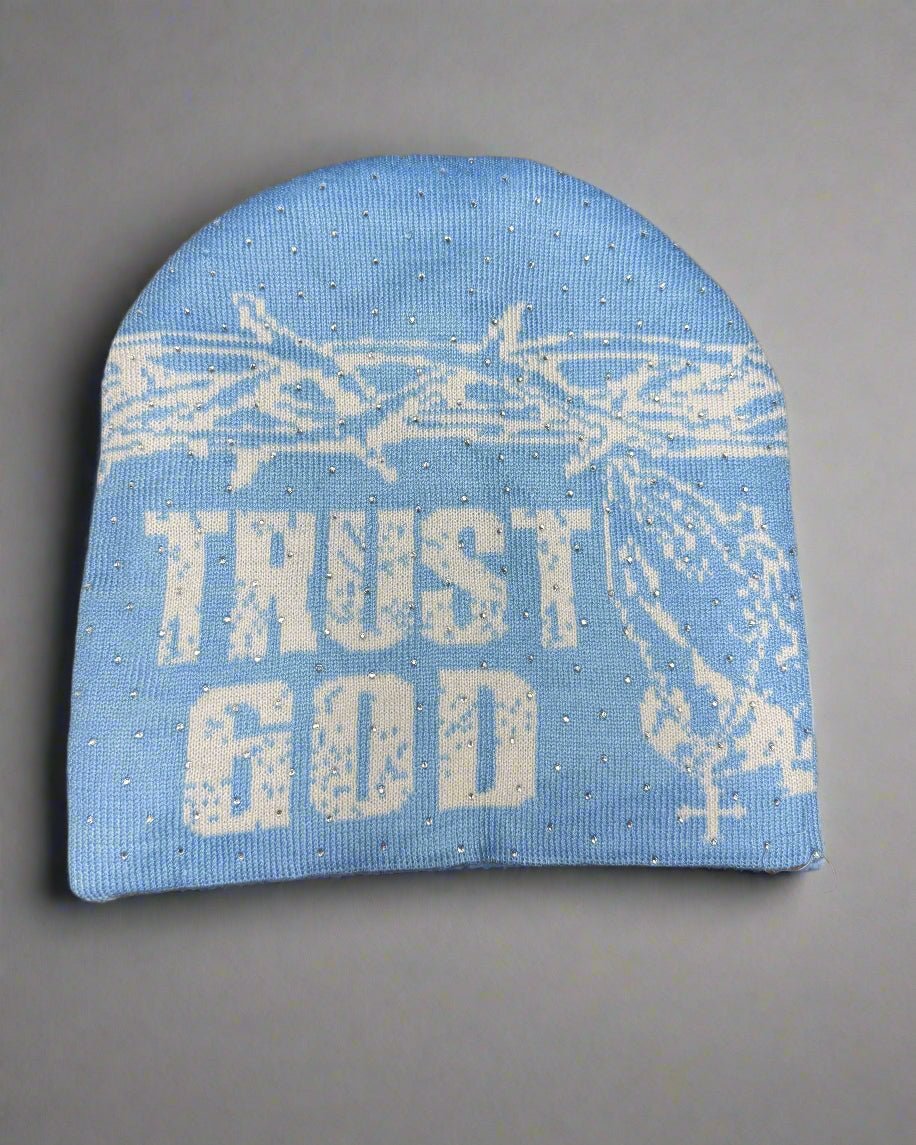 "Azure Blue" Trust God Silk Lined Crown Beanie - Crowned Saints