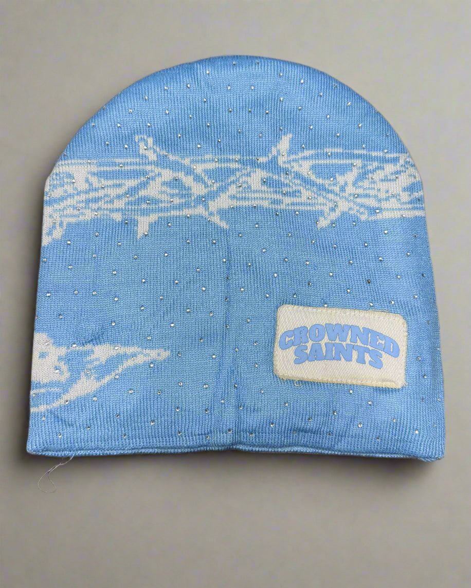 "Azure Blue" Trust God Silk Lined Crown Beanie - Crowned Saints