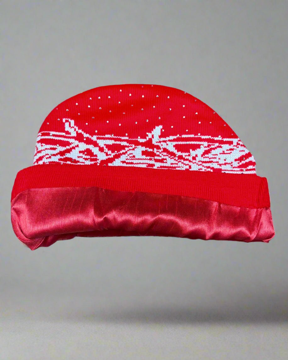"Crimson Red" Trust God Silk Lined Crown Beanie - Crowned Saints