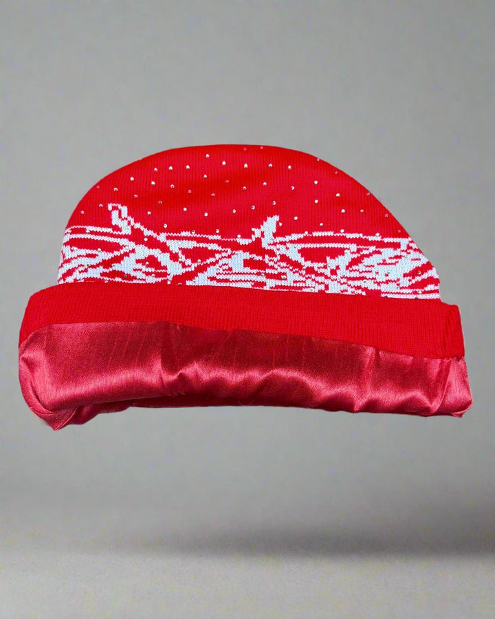 "Crimson Red" Trust God Silk Lined Crown Beanie - Crowned Saints