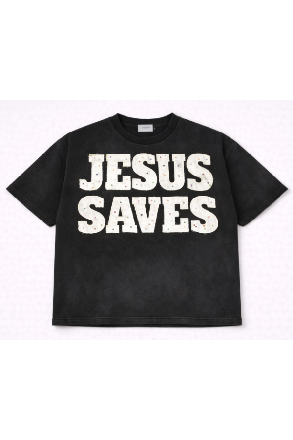 "Black" Savior Jeweled Tee