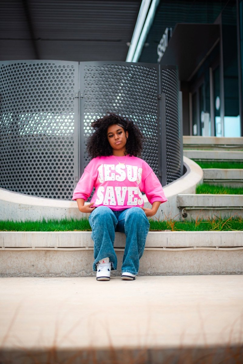 Pink Savior Jeweled Tee - Crowned Saints