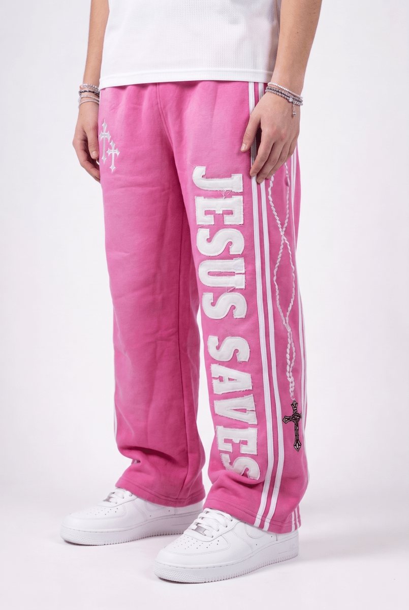 Pink Jesus Saves Sweatpants - Crowned Saints