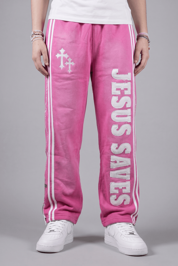 Pink Jesus Saves Sweatpants - Crowned Saints