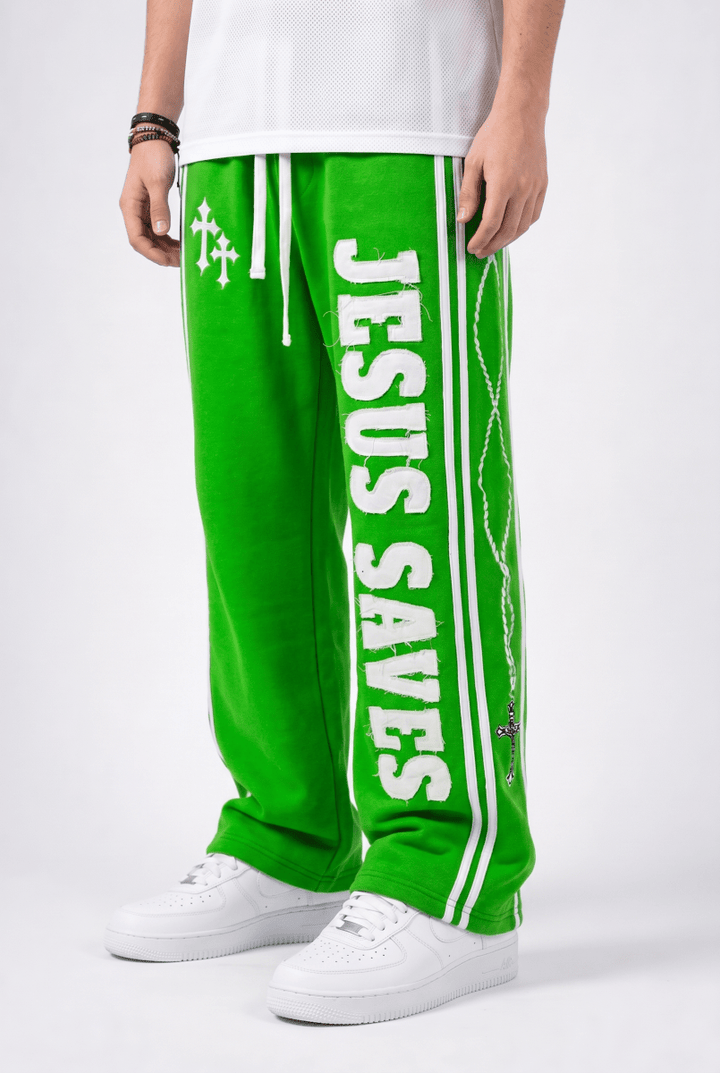 Green Jesus Saves Sweatpants - Crowned Saints