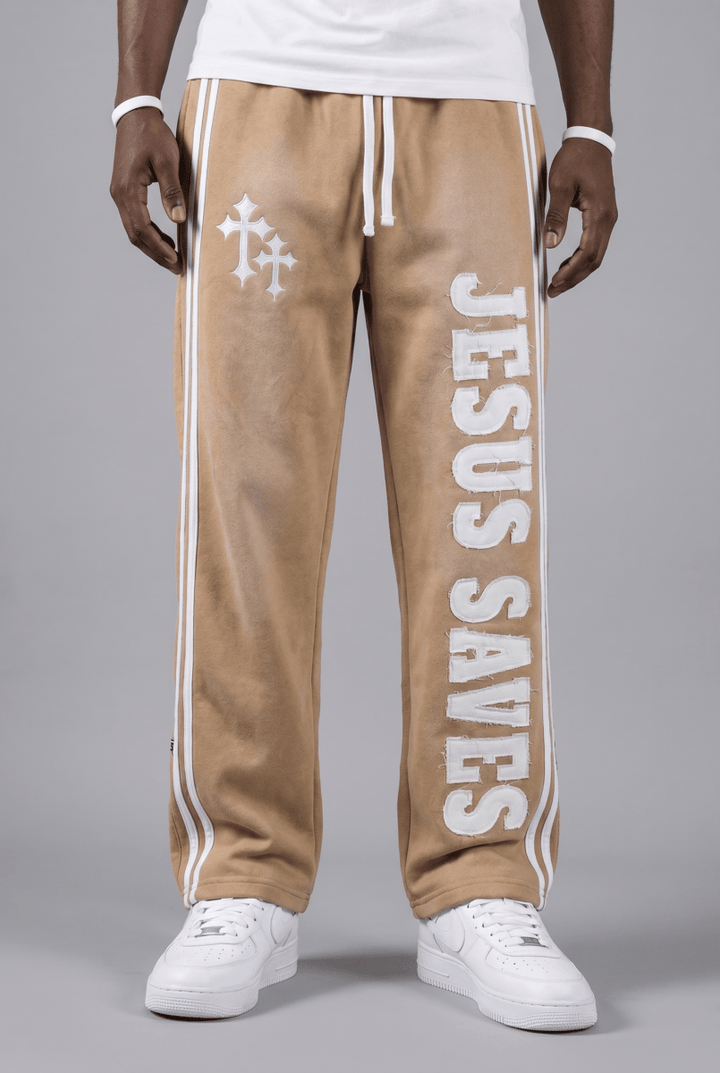 Cream Jesus Saves Sweatpants - Crowned Saints