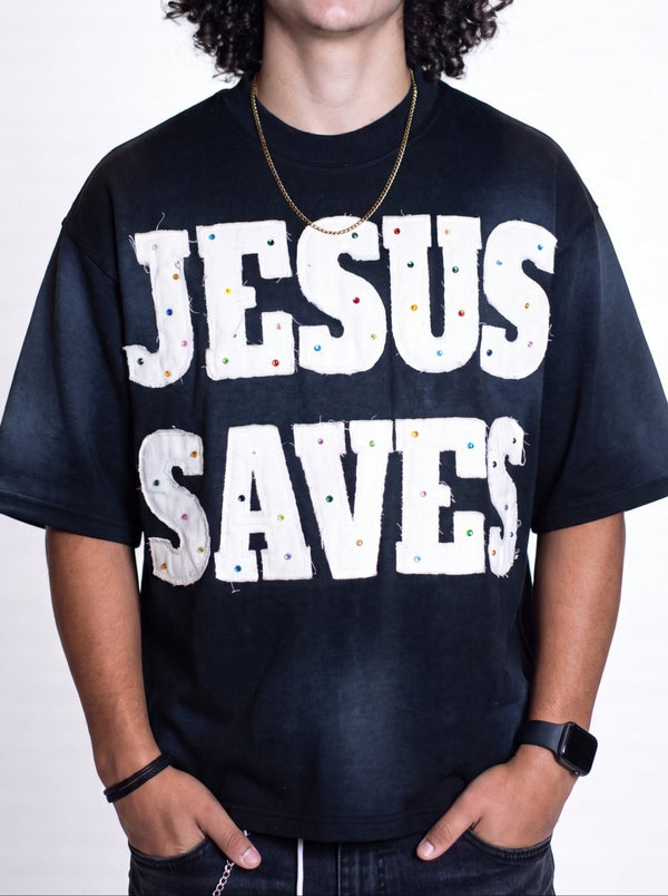Black Savior Jeweled Tee - Crowned Saints