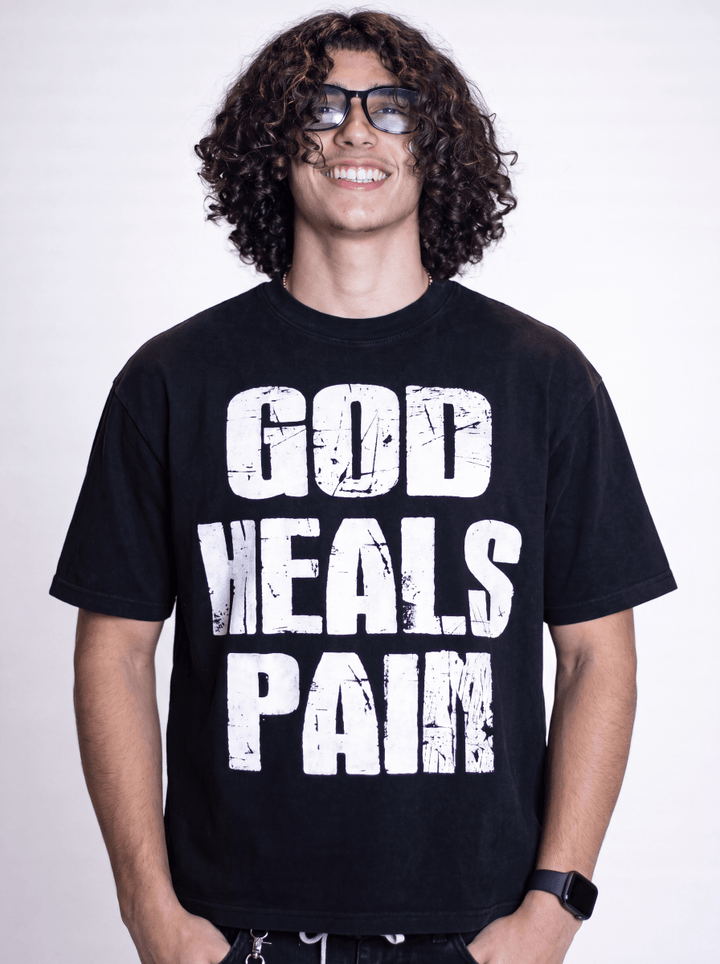Black Healed Boxy Tee - Crowned Saints