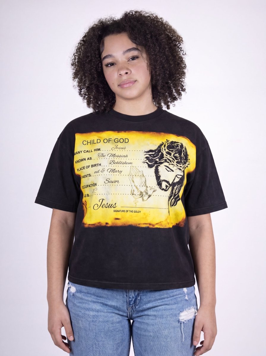 Midnight Black Identity Boxy Tee - Crowned Saints
