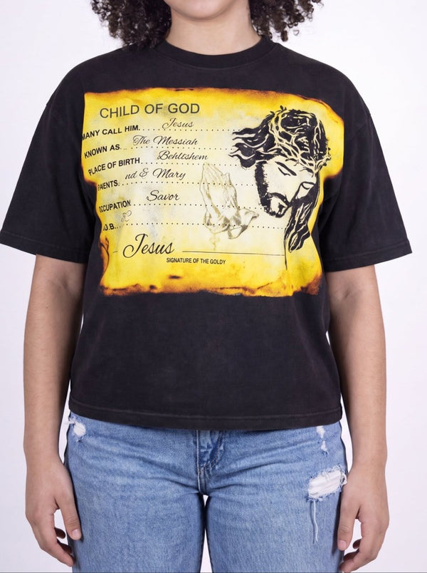 Midnight Black Identity Boxy Tee - Crowned Saints