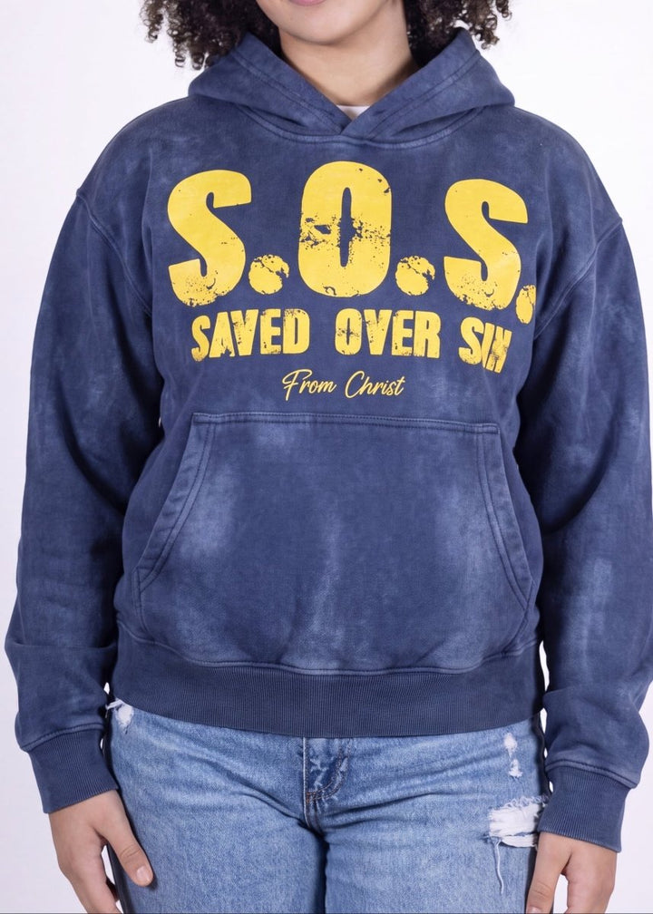 "Blue" S.O.S. Hoodie - Crowned Saints