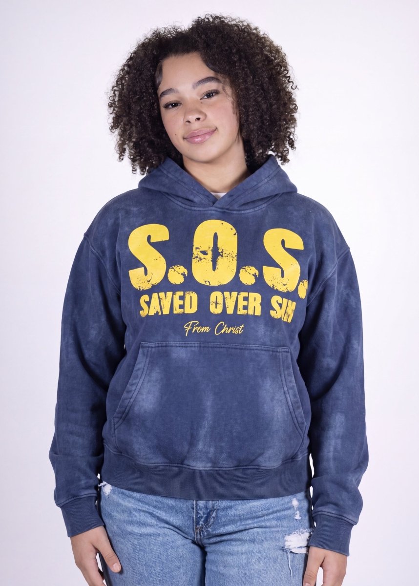 "Blue" S.O.S. Hoodie - Crowned Saints